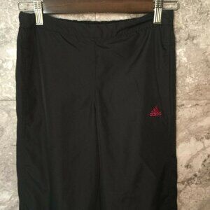 ADIDAS Black Track Pant Pink Three Stripes Loose S